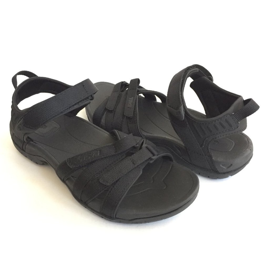 TEVA WOMEN TIRRA BLACK / BLACK STRAPPY SANDALS